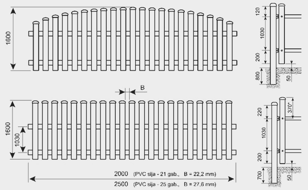 PVC Žoga sekcija dažādās krāsās L=2.8m H=1.6m