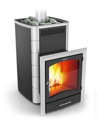 Termofor KALINA krāsns-kamīns ar stikla durvīm 54cm un siltummaini