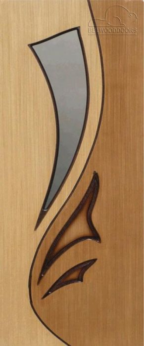 Durvis ar karbu "LILIJA" stiklotas, ozola/rieksta finierejums, 700x2000 mm